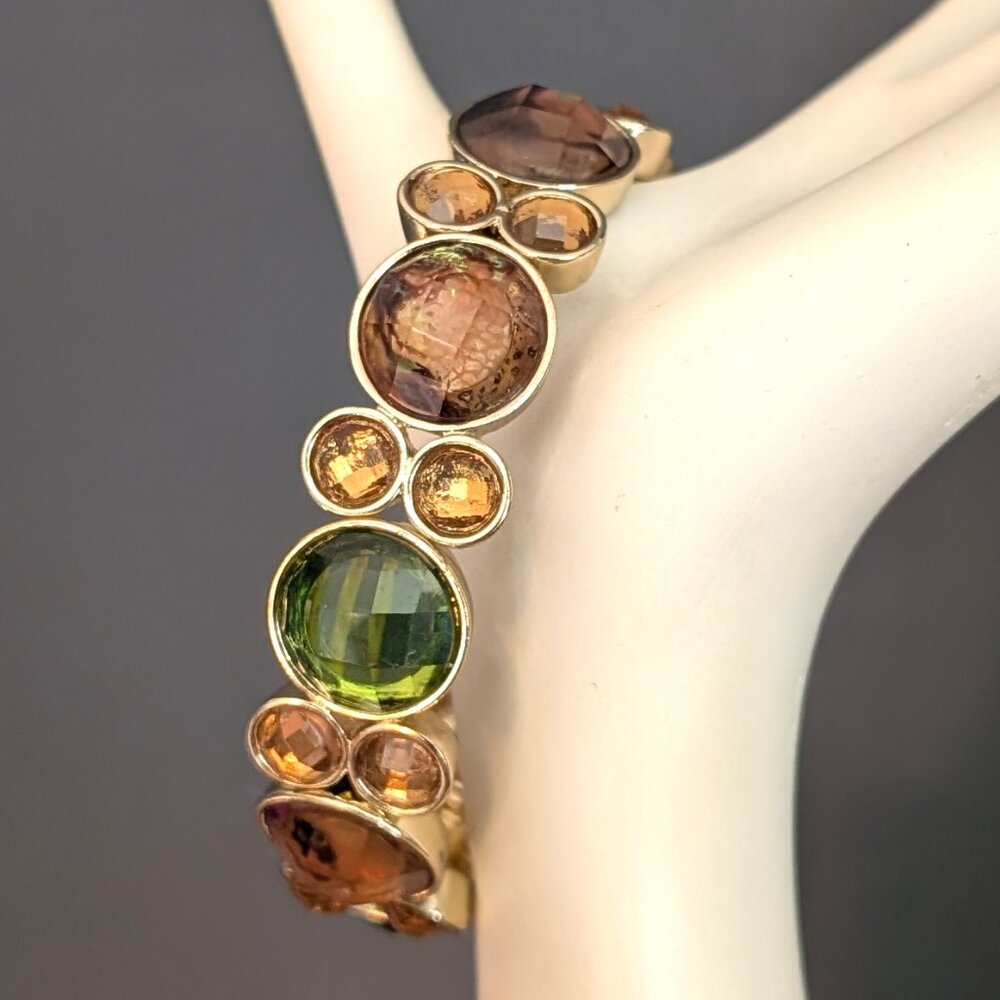 Napier gold, green and brown beaded stretch bracelet